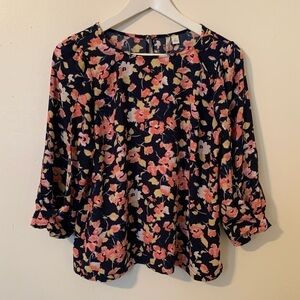 Lauren Conrad Floral Print Blouse Size Small